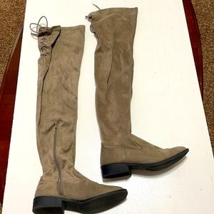 Grey over the knee boots